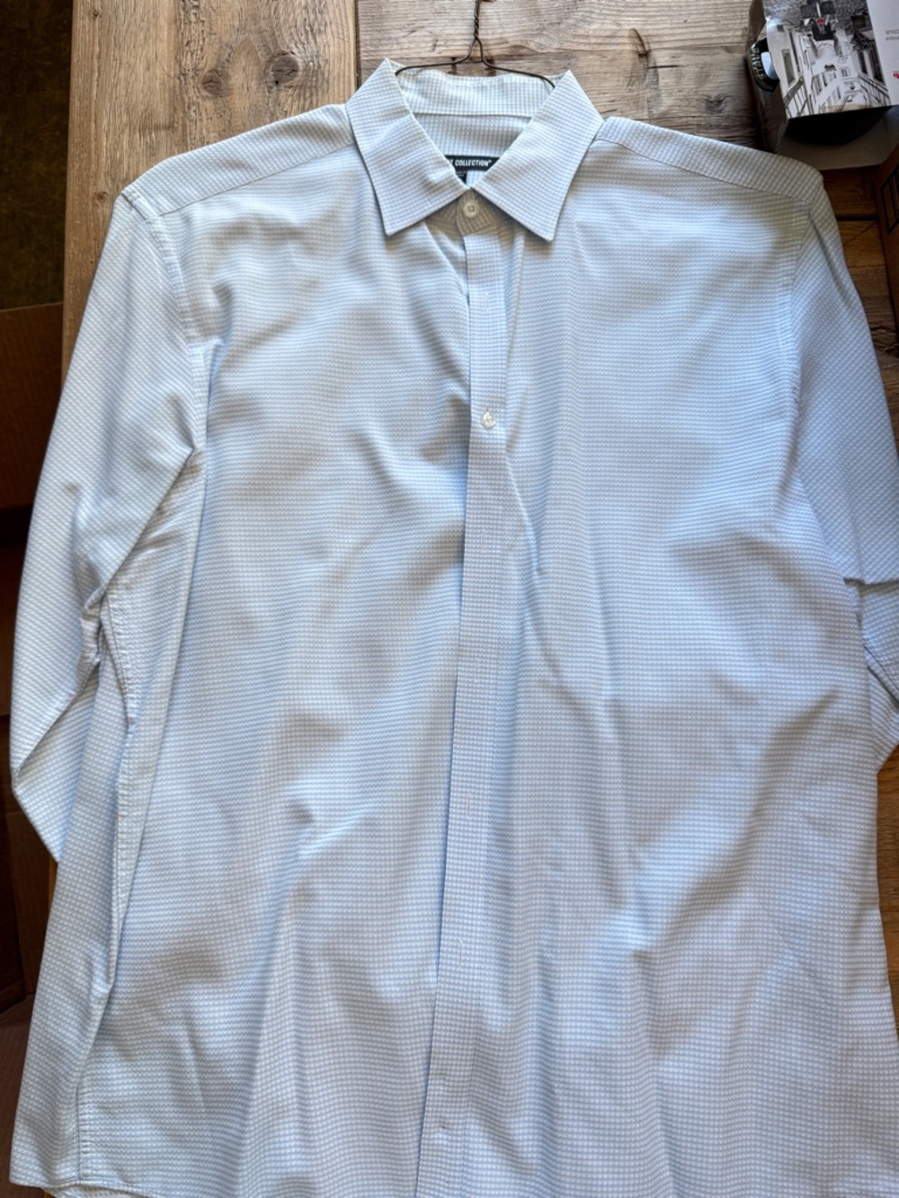 Report Collection Light Blue Micro-Pattern Dress Shirt - Picture 2 of 5